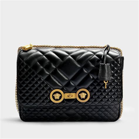 versace quilted icon bag|VERSACE Calfskin Icon Quilted Crossbody Black .